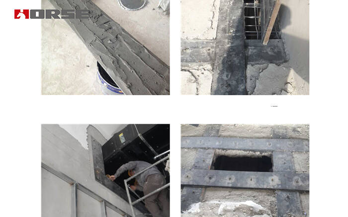 Do việc sử dụng và thay đổi cấu trúc, cần phải mở lỗ trên sàn và tường, và sau đó củng cố cấu trúc bằng công nghệ củng cố tấm thép dính dính.