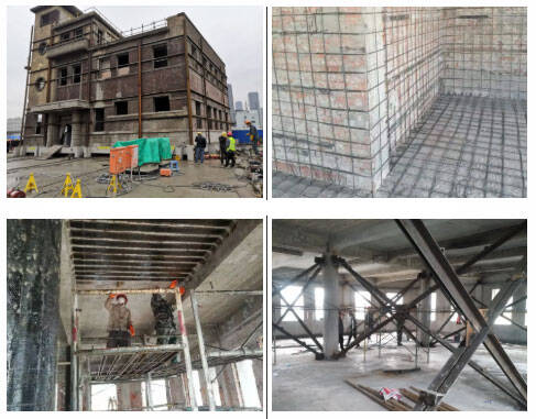 Gia cố tường và nội thất của tòa nhà.