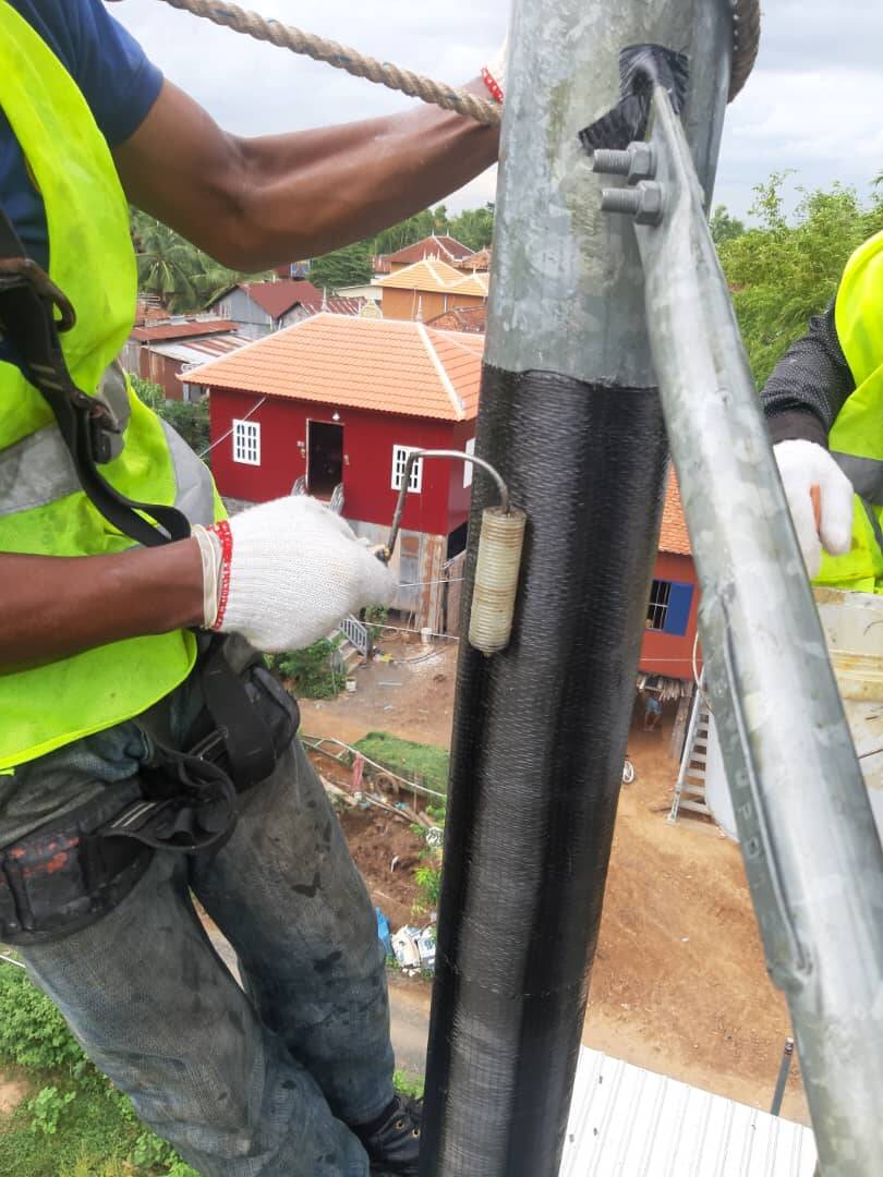 Sửa chữa tháp viễn thông bằng thép sử dụng Carbon FRP